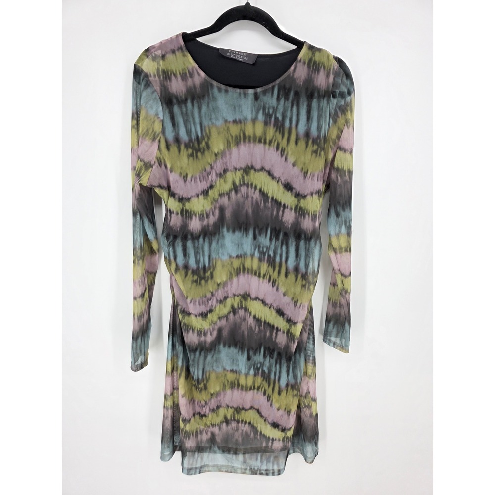 Primark Women's tie dye mesh ruched fitted dress purple green blue Size XL